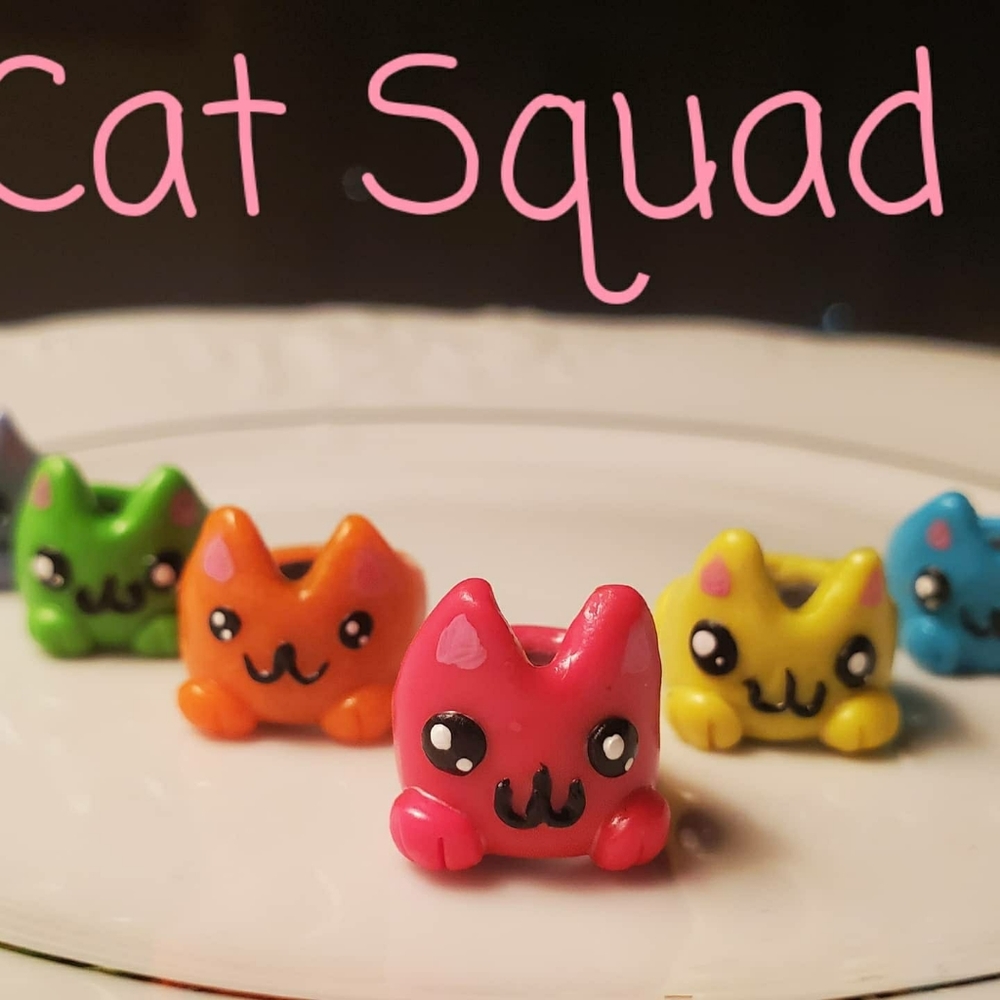 Dreadlock beads "Cat Squad", set of 6